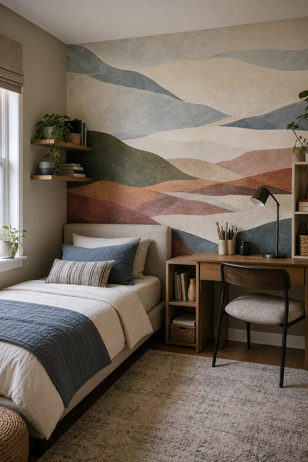 Tween-ready abstract landscape kids wallpaper with mature muted colors