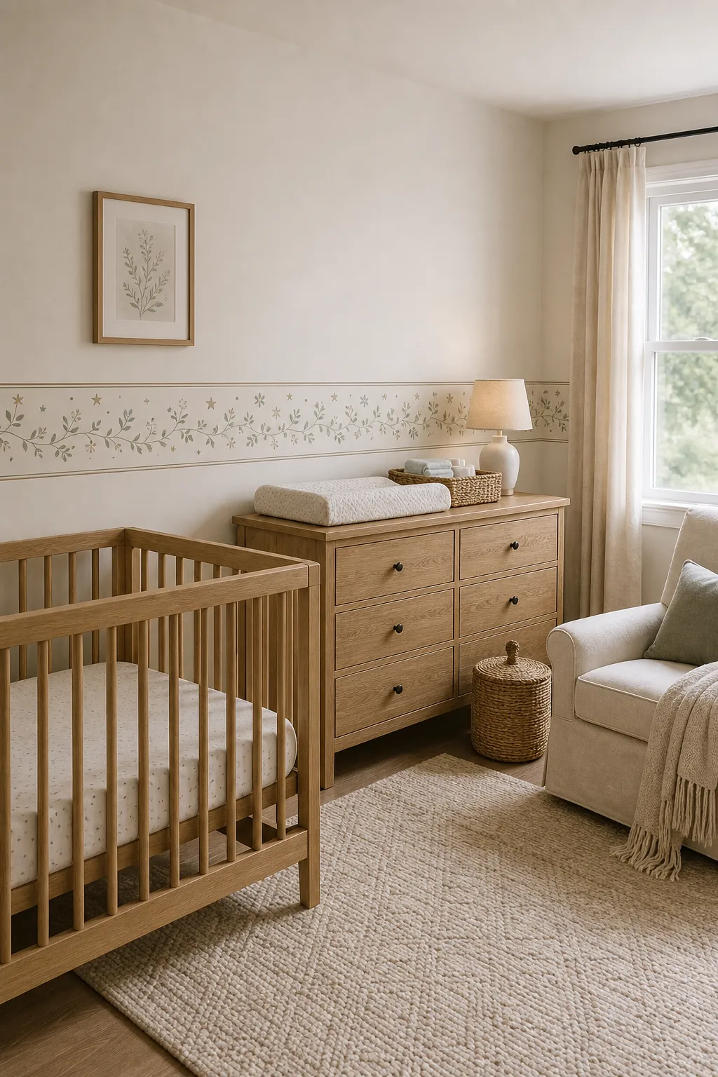 Timeless wallpaper border for a baby room