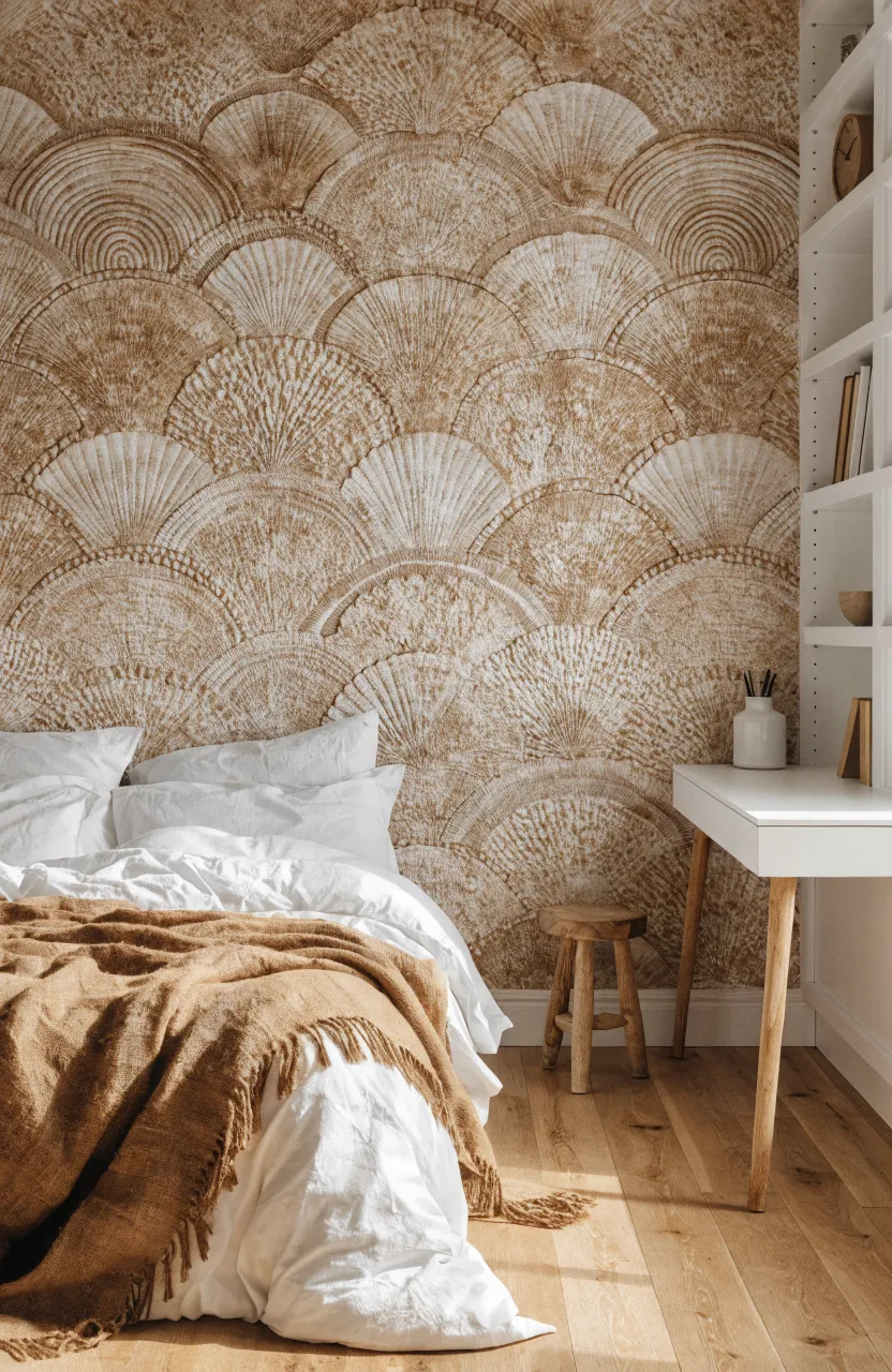 Modern interior design using layered earthy tones and muted color palettes on walls.