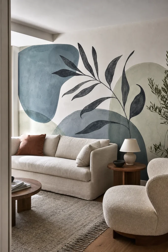 Six inspiring wall mural ideas shown in a stylish modern interior