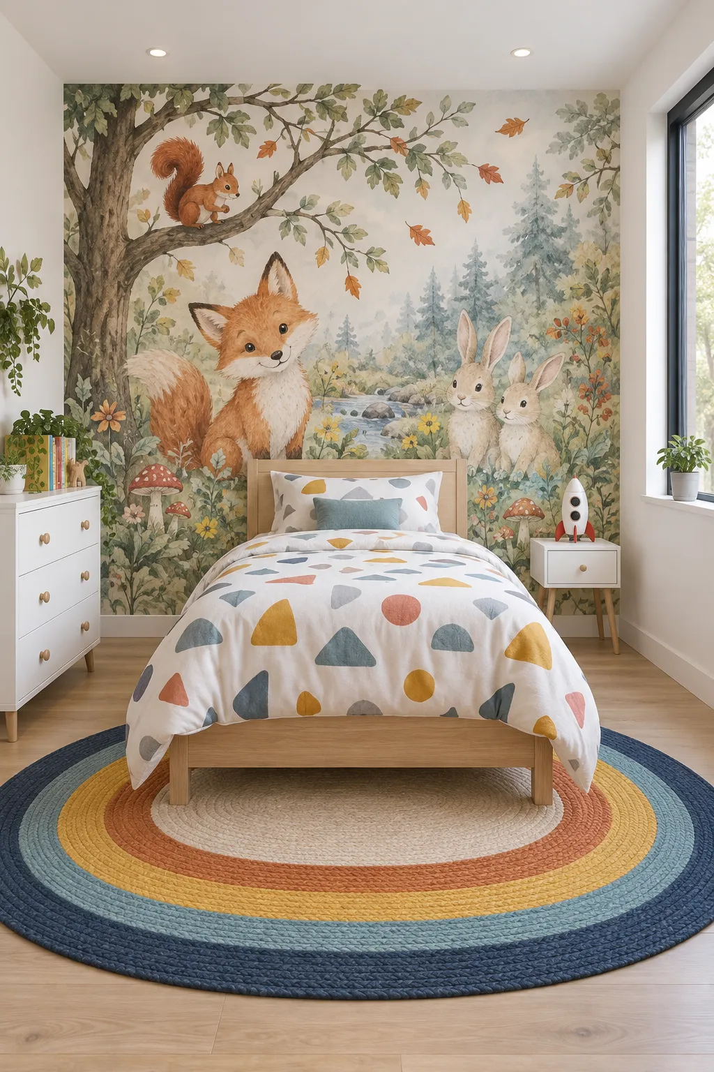 Woodland fox scene inspiring a colorful children’s bedroom